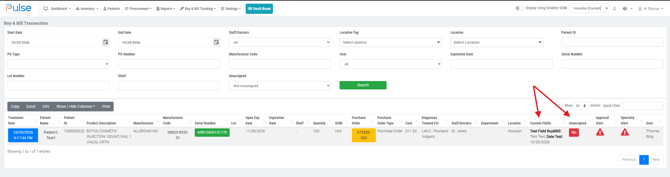 Custom Field on Transactions Page